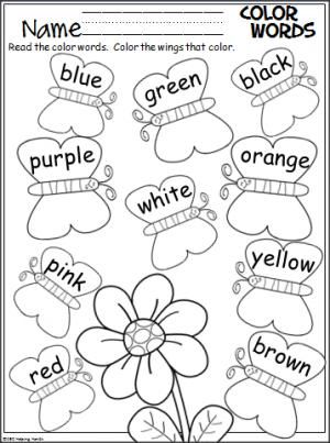 Butterfly color words activity made by teachers color word activities preschool learning word activities