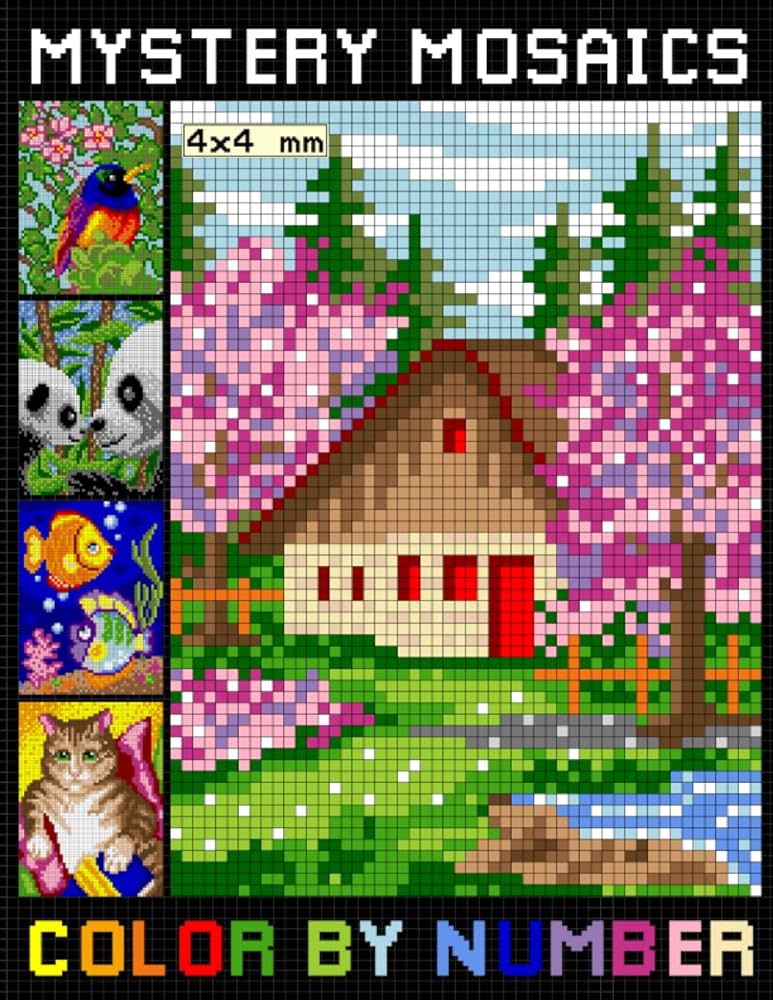 Mystery mosaics lor by number pixel art loring book for adults lor quest challenges to mplete mosaic lor by numbers mia bondu books