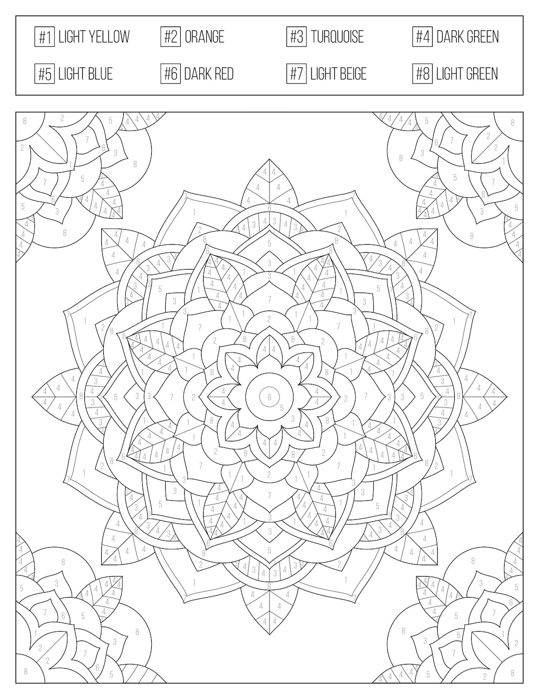 Color by numbers printable coloring book for adults teens