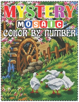Mystery mosaic color by number large print landscape adult coloring book intricate pixel color by number by jakiya art book cafe