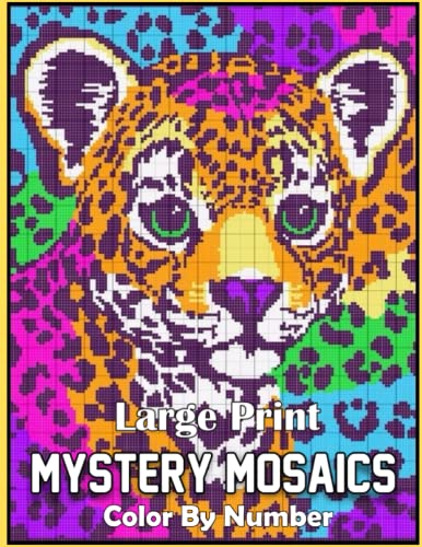 Large print mystery mosaic color by number new easy dazzling animals page pixel art coloring book for adults and kids color quest challenges by contreras book house