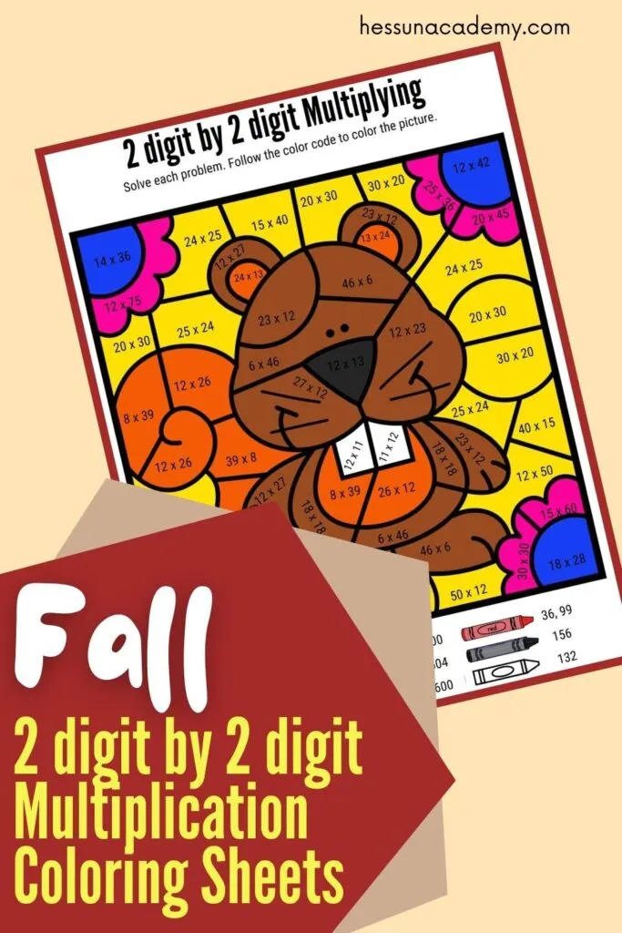 Free digit by digit fall multiplication coloring sheets