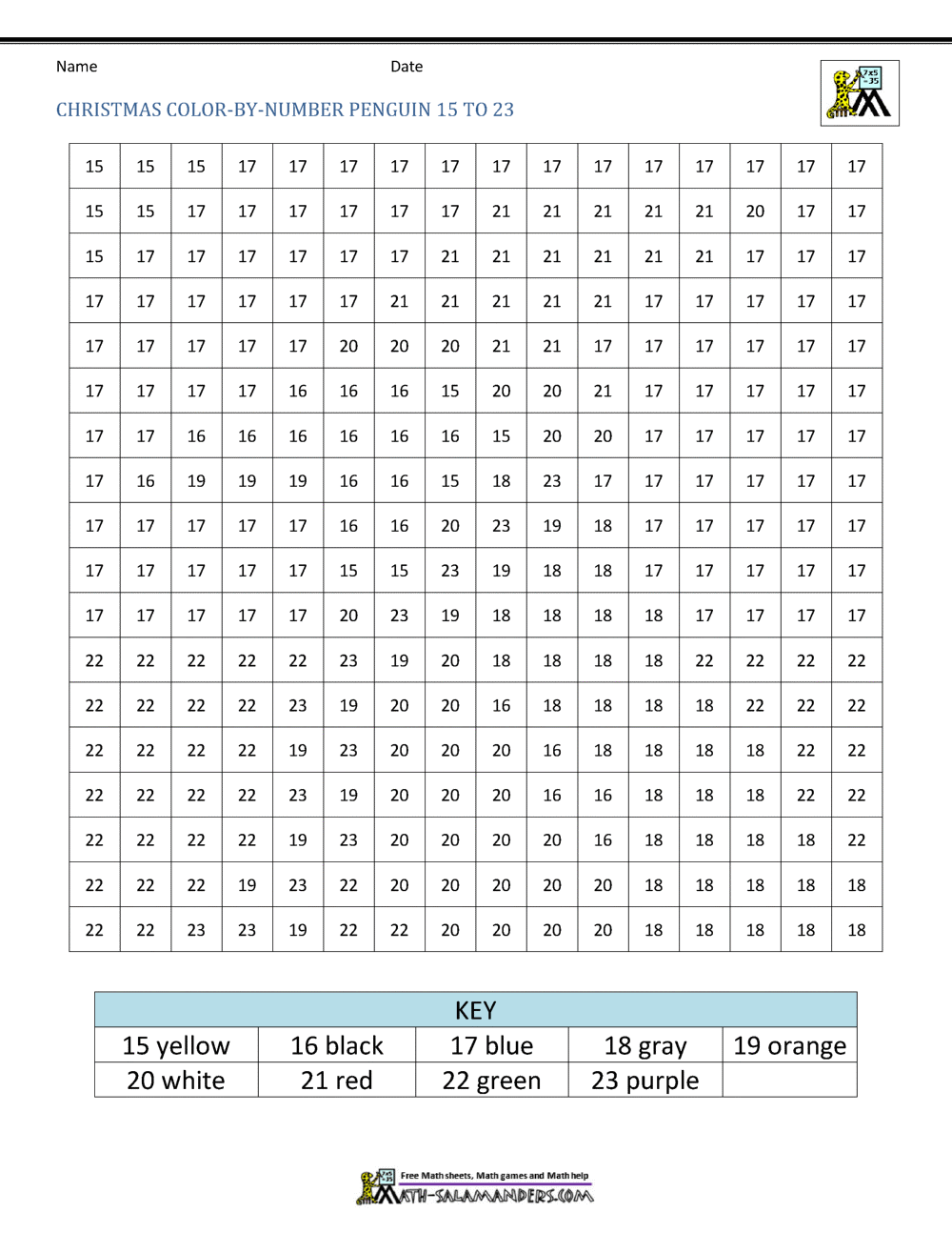 Christmas color by number sheets for kids