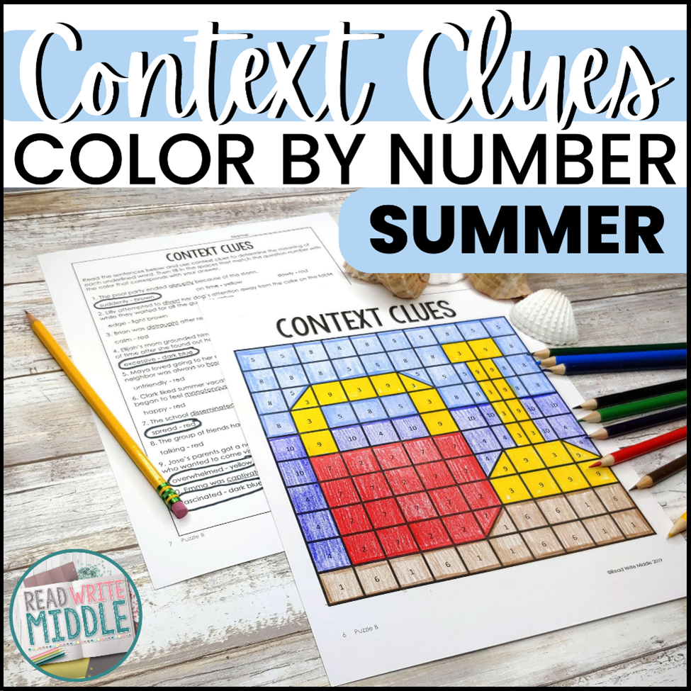 End of the year summer context clues color by number coloring pages made by teachers