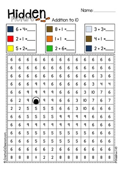 Color by numbers hidden mystery picture addition and subtraction