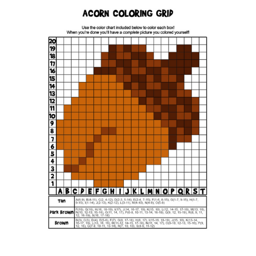Fall grid coloring pages mystery picture activities teaching resources