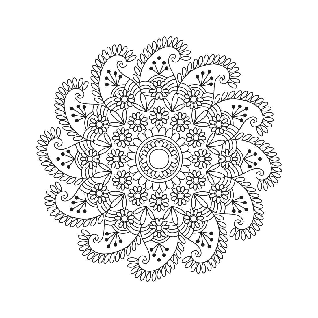 Bundle of mystical mandalas coloring book page