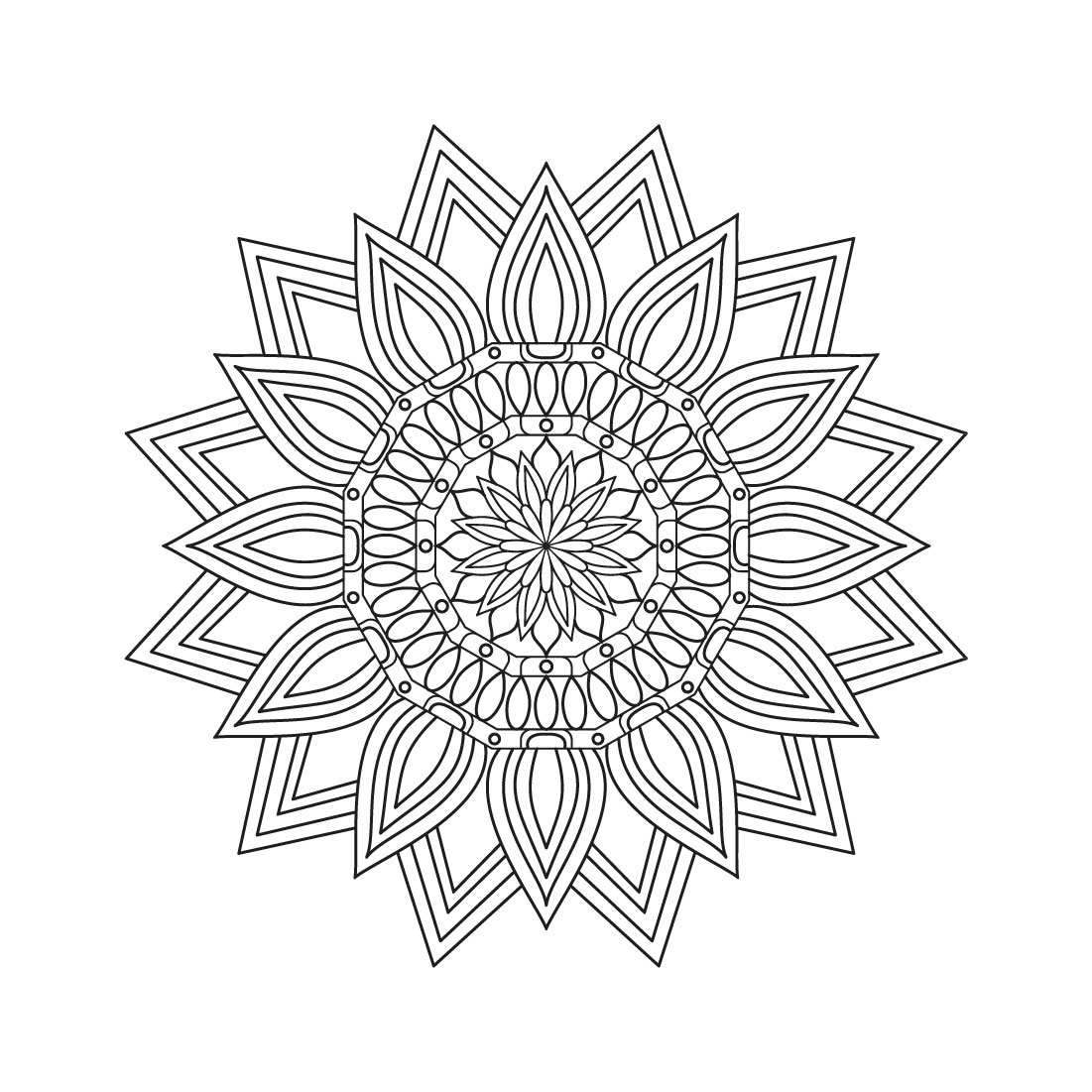 Bundle of mystical mandalas coloring book page