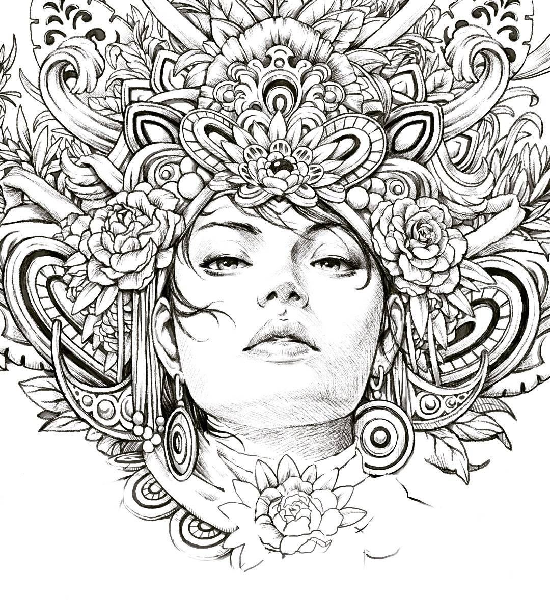 Mystic wip illustration drawing beauty sketch lineart wip beautiful meditation nickfilbert colâ princess coloring blank coloring pages coloring books