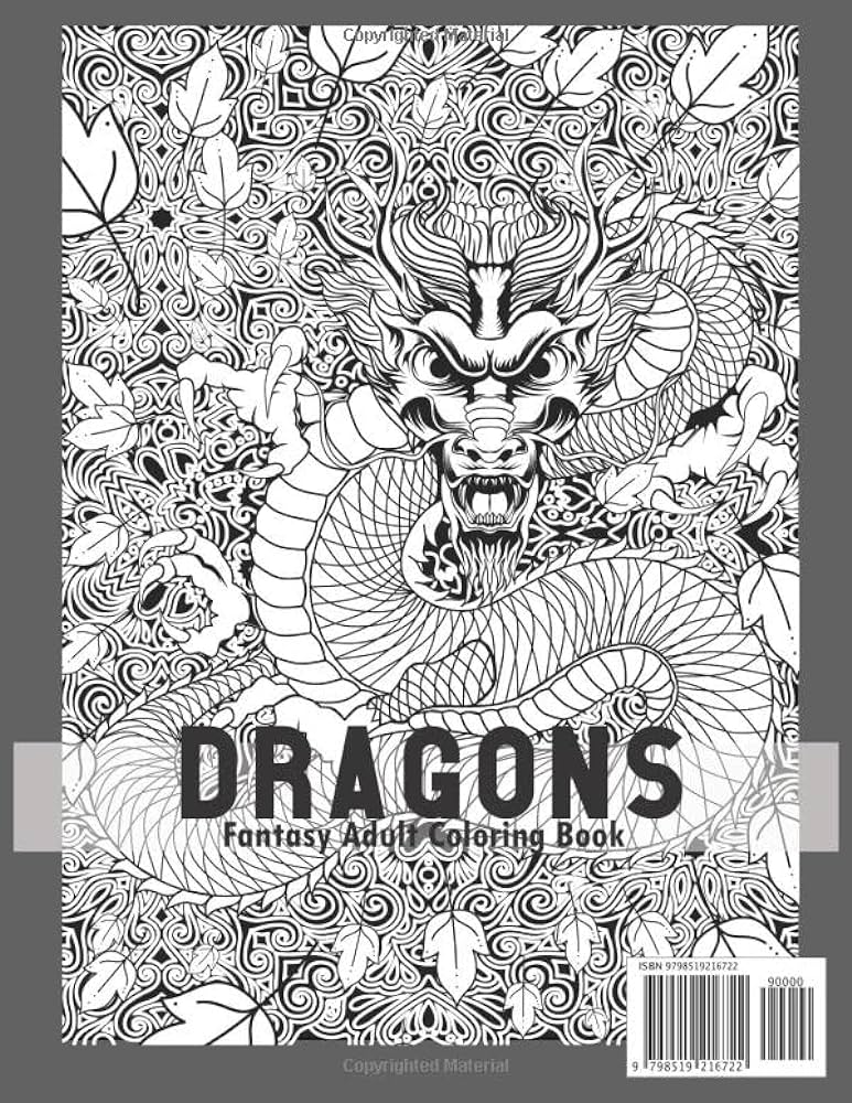 Dragons fantasy adult coloring book tailed coloring pages of fantastic mystical dragons press polyangle books