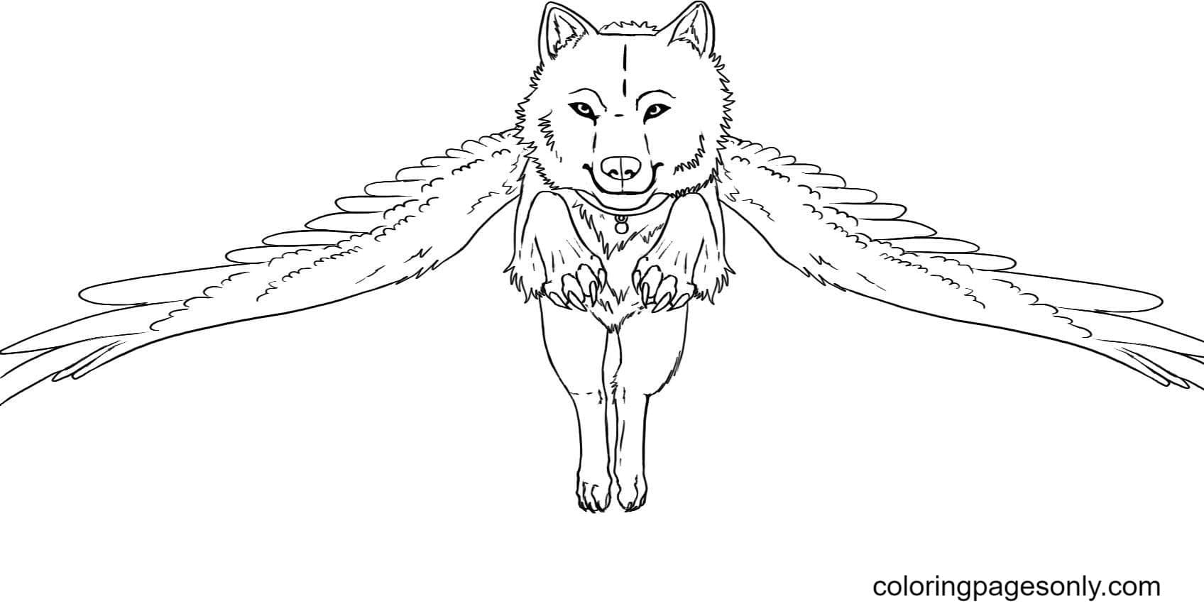 Wolf with wings coloring pages
