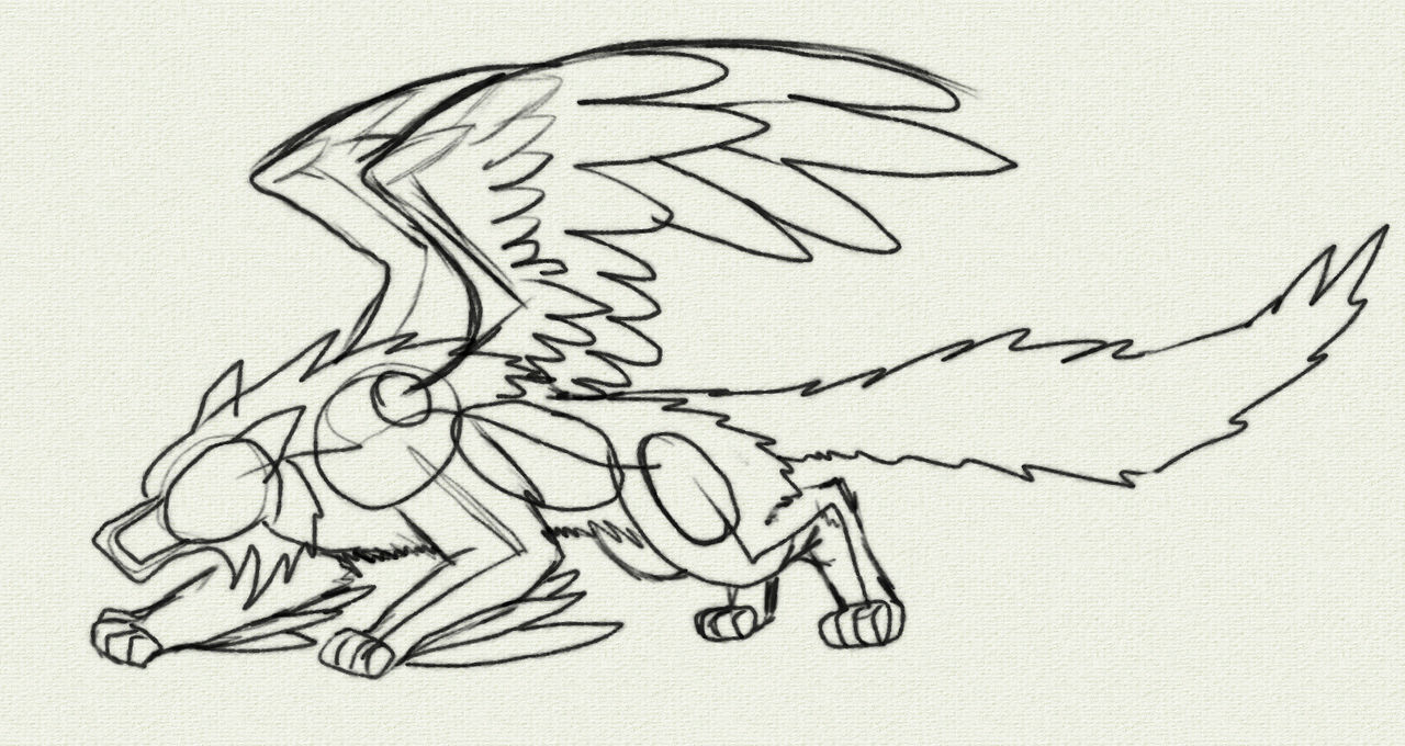 Winged wolf stage by lunarwolven on