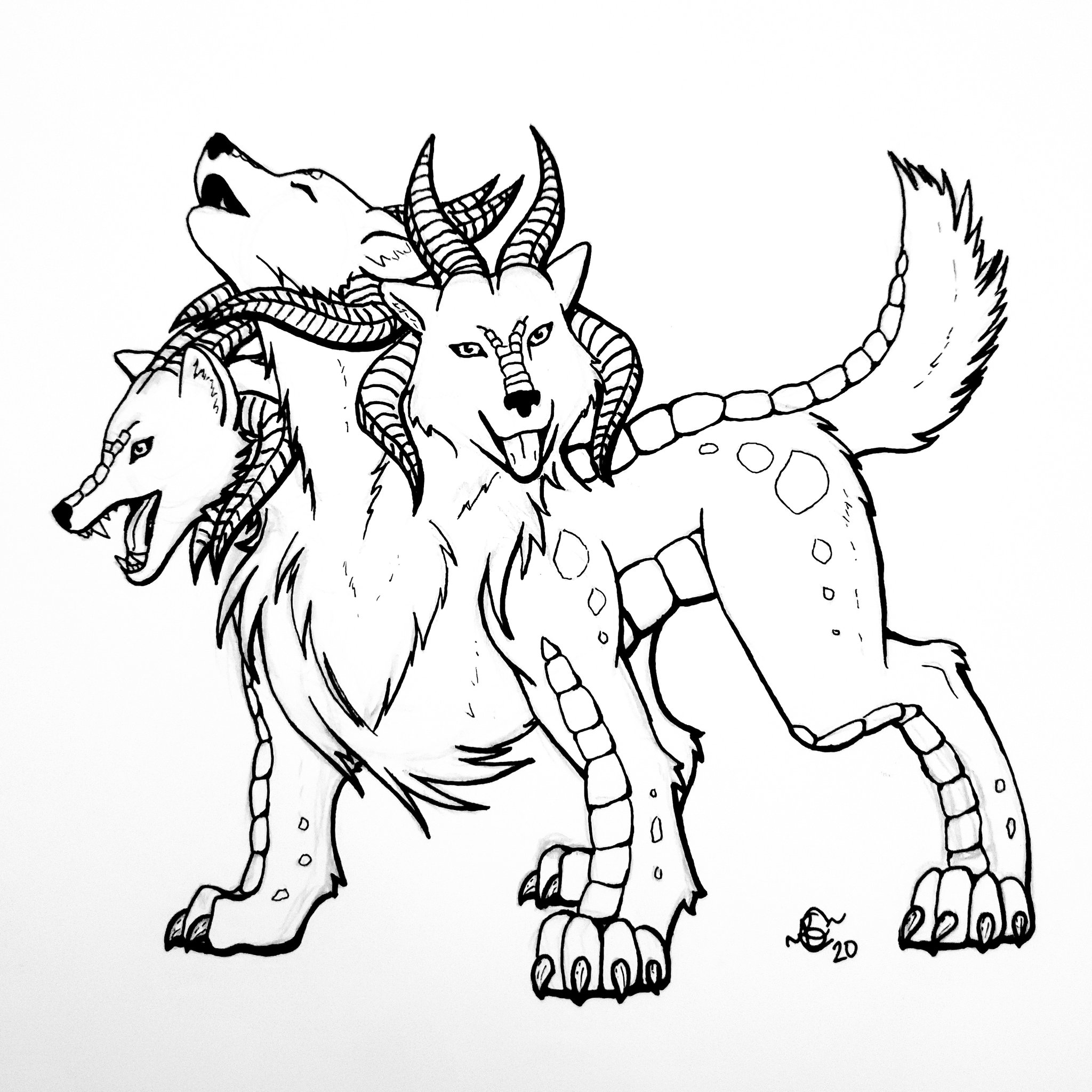 Katt watson on x new drawing of a fantasy creature gave a wolf