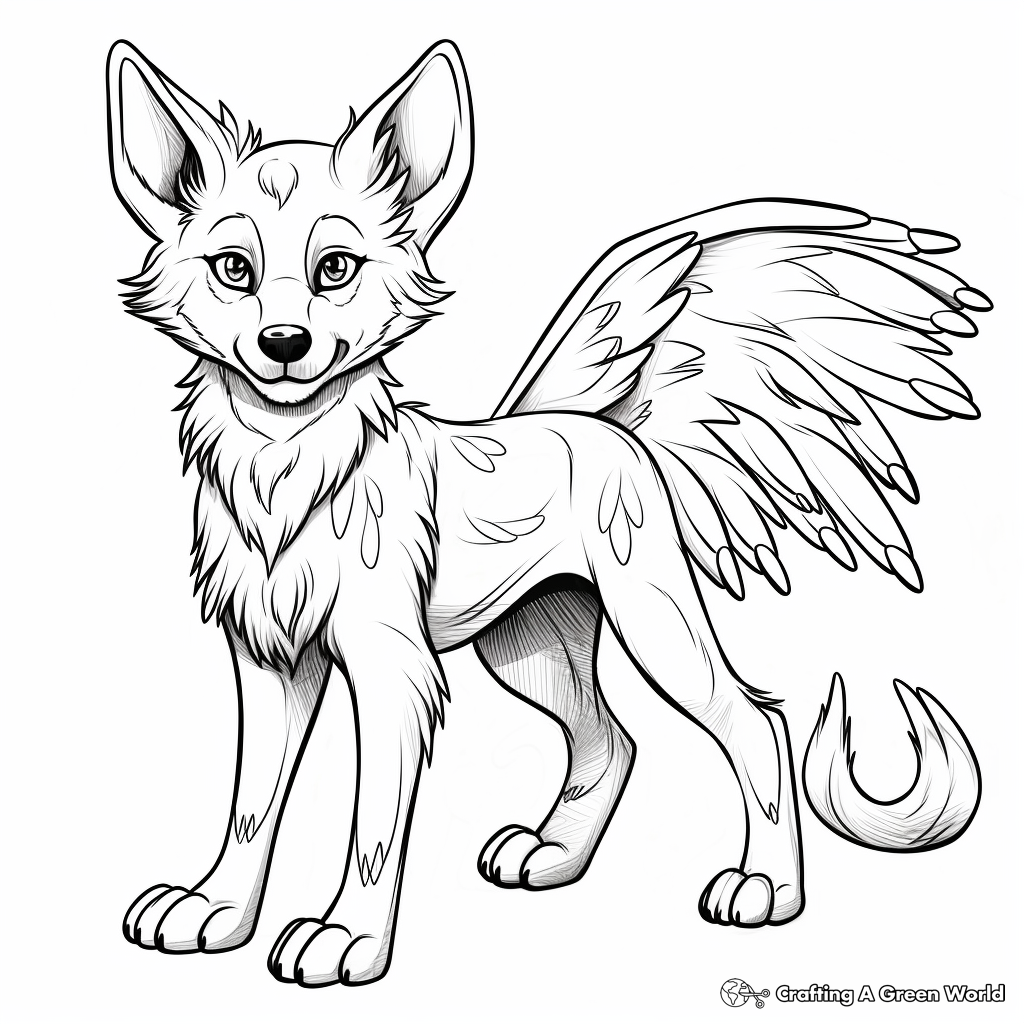 Winged wolf coloring pages
