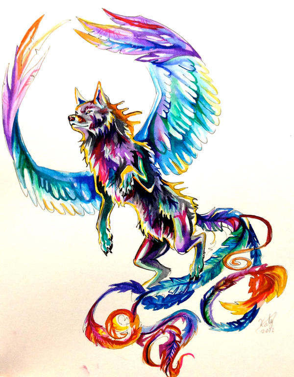 Flying wolf tattoo by katylipsb on