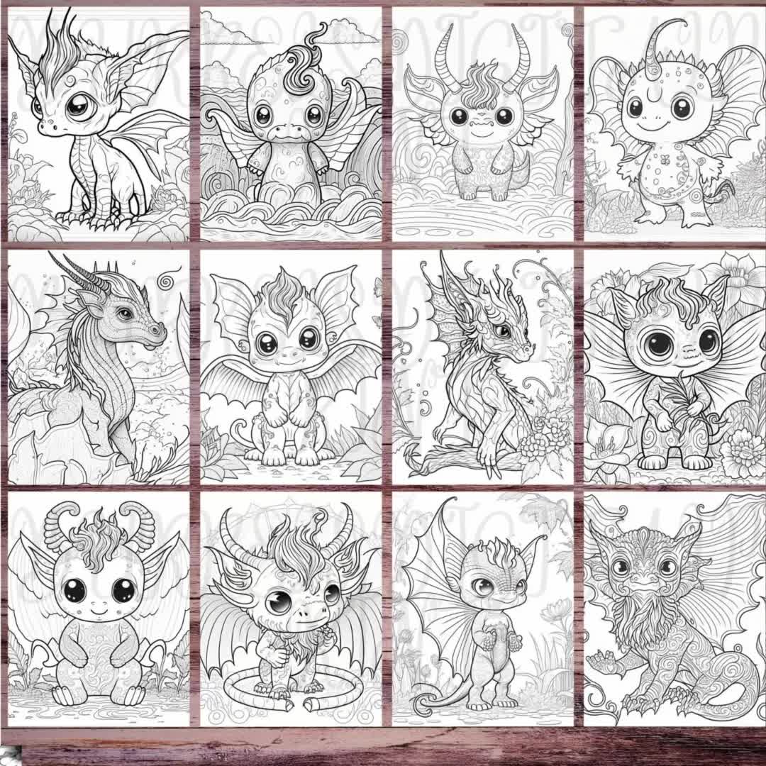 Adorable mythical monsters coloring book for adults and teens cute coloring book with mini