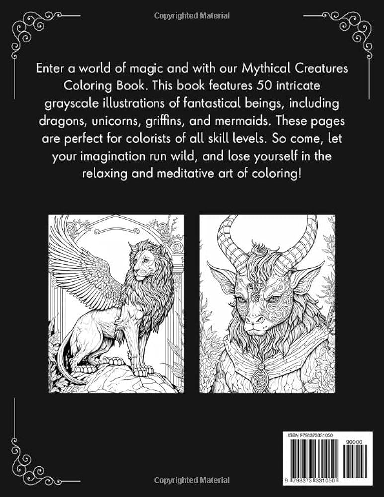 Mythical creatures coloring book indulge in stunning grayscale coloring pages of fantasy creatures and mythical beasts sun coloring book books