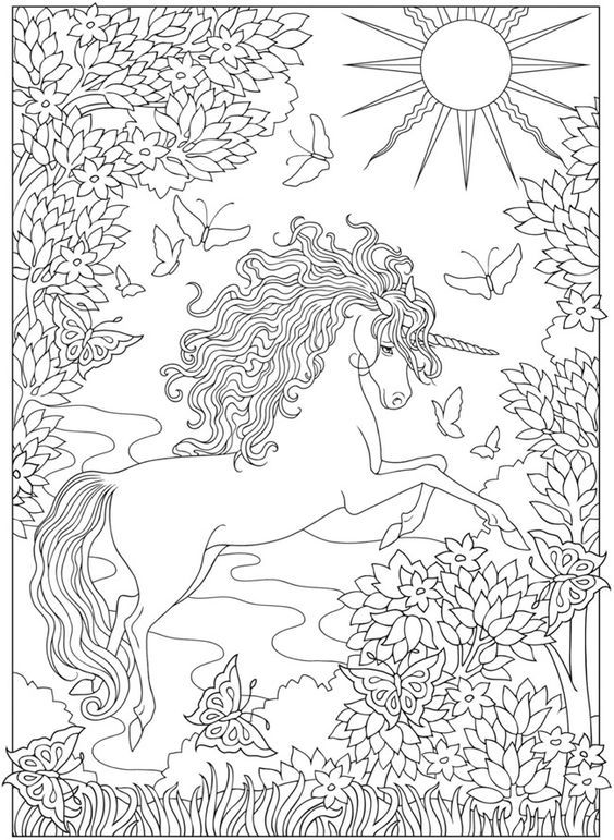 Creative haven unicorns coloring book free printable coloring page mythical creatures majestic fanâ unicorn coloring pages coloring pages coloring books