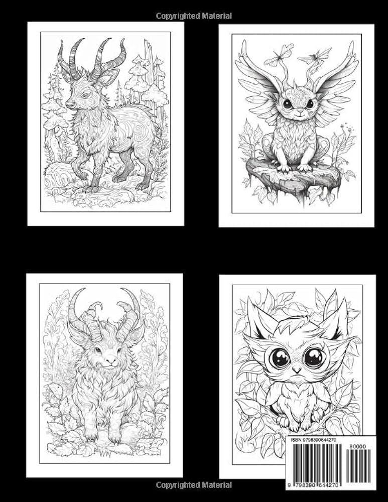 Adorable fantasy animals coloring book cute coloring pages gift for adults and teens for anxiety and stress relief meditation mindfulness and forests in the anime style to color and relax