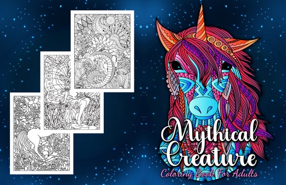 Instant download enchanting mythical creatures adult coloring pages digital download high resolution pdf printable pages