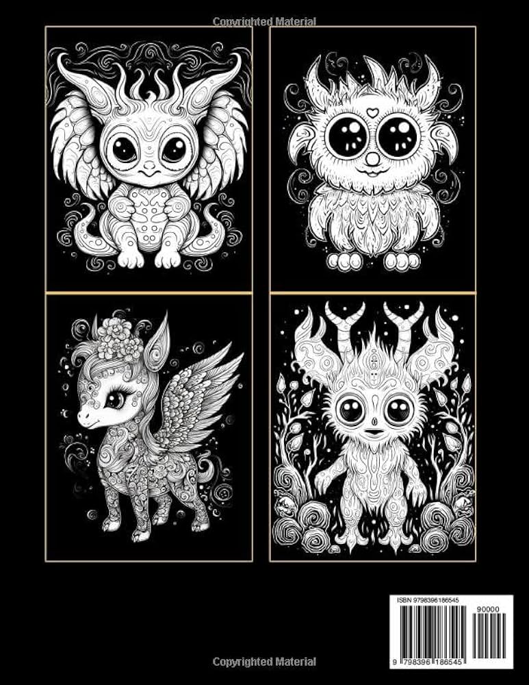 Adorable mythical creatures coloring book for adults teens collection of cute and kawaii fantasy animals and monsters