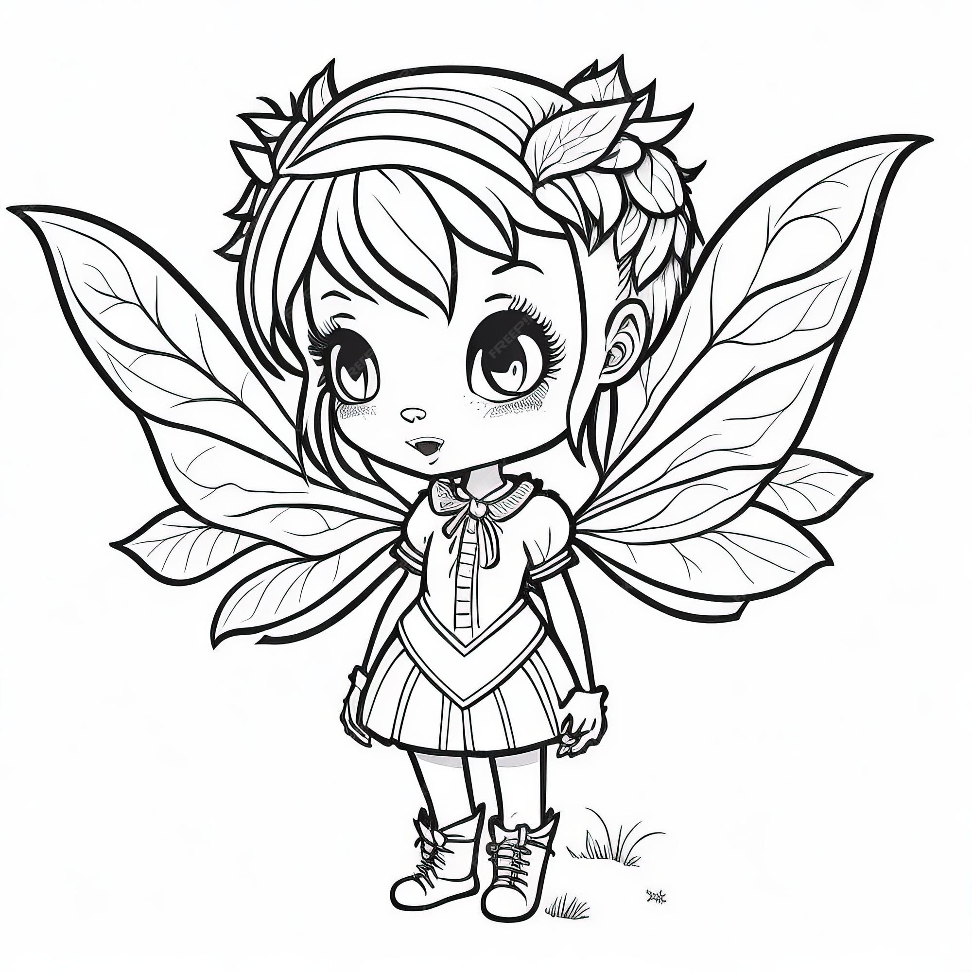 Premium vector fantasy fairyland coloring pages adorable fairies and magical creatures