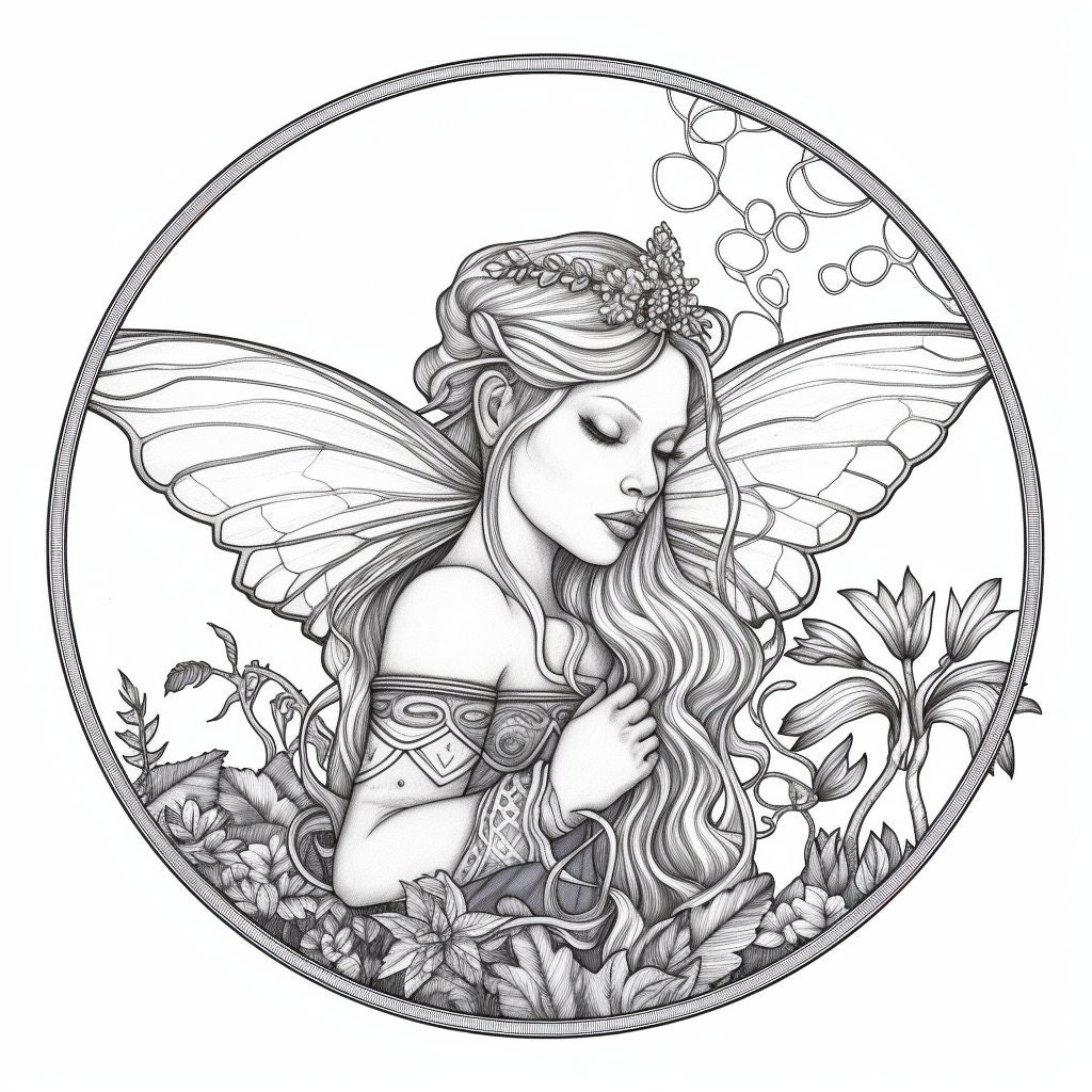 Adult coloring pages fairy faries fantasy printable instant download
