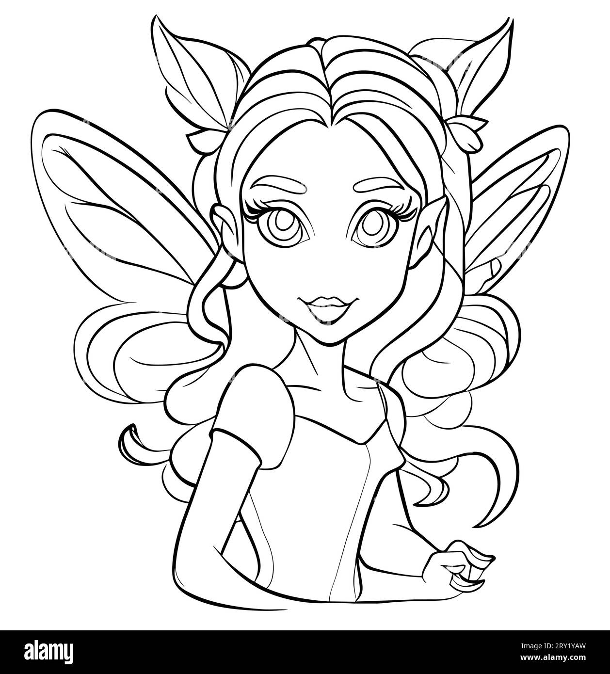 Beautiful fairy coloring page for adults cut out stock images pictures