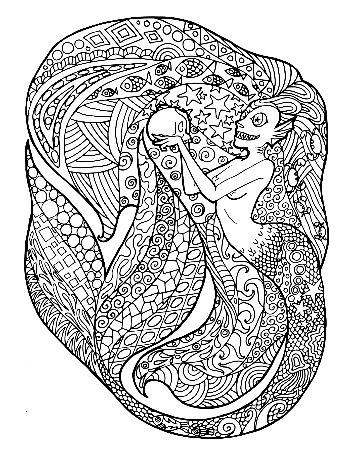Mythical coloring book hand drawn and then traced into a vector enjoy radobeillustrator
