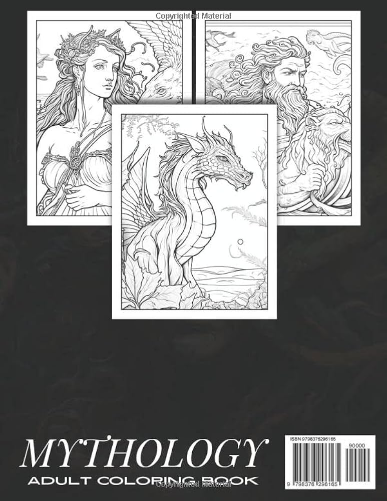 Mythology adult coloring book unique amazing designs with mythology creatures and characters to color