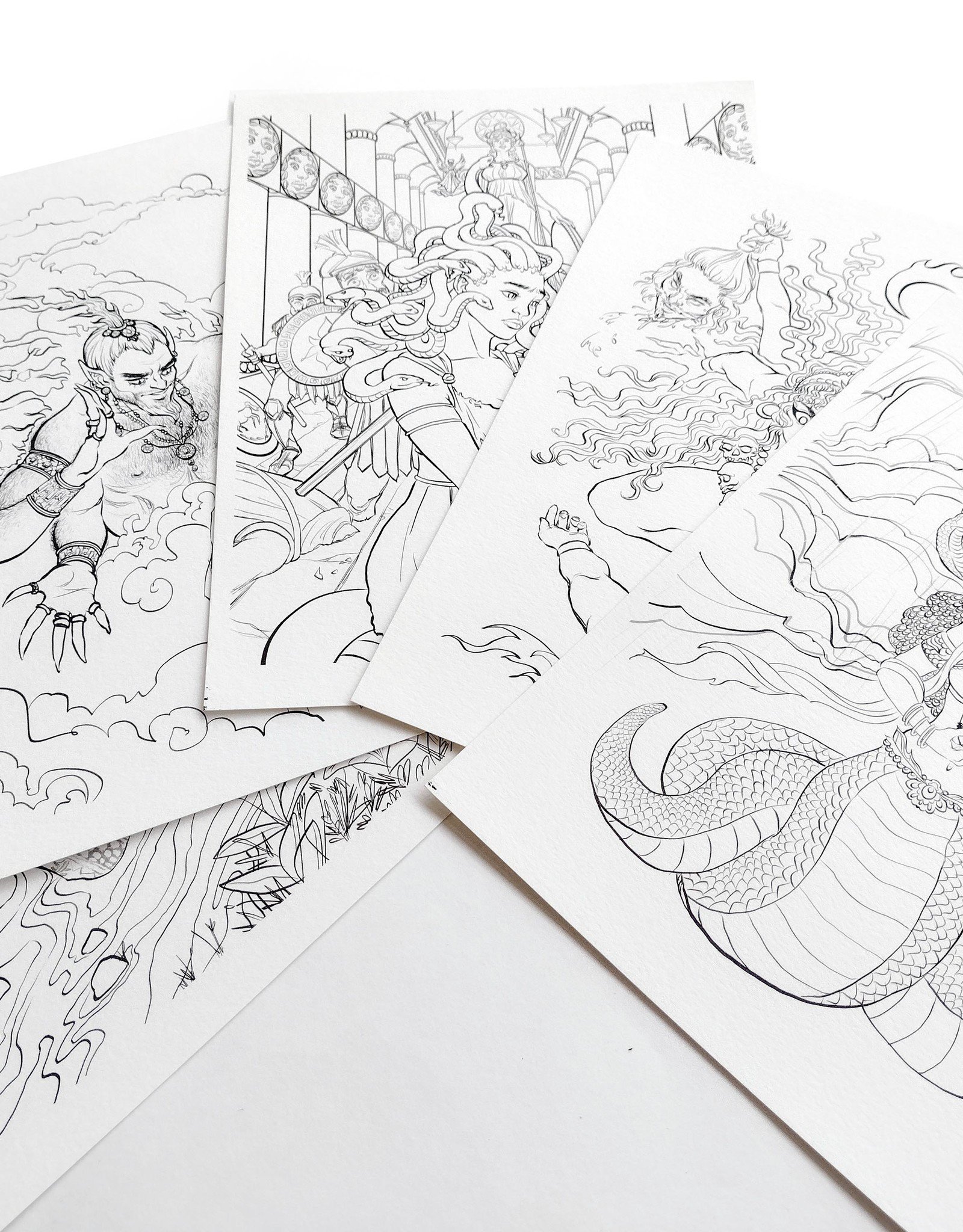 Dark mythology coloring page pack by kristel becares