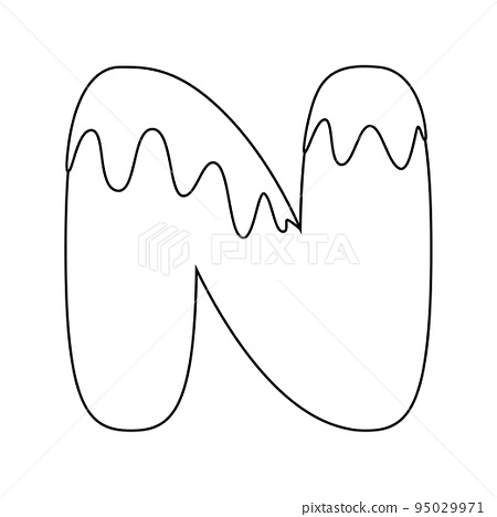 Coloring page with letter n for kids