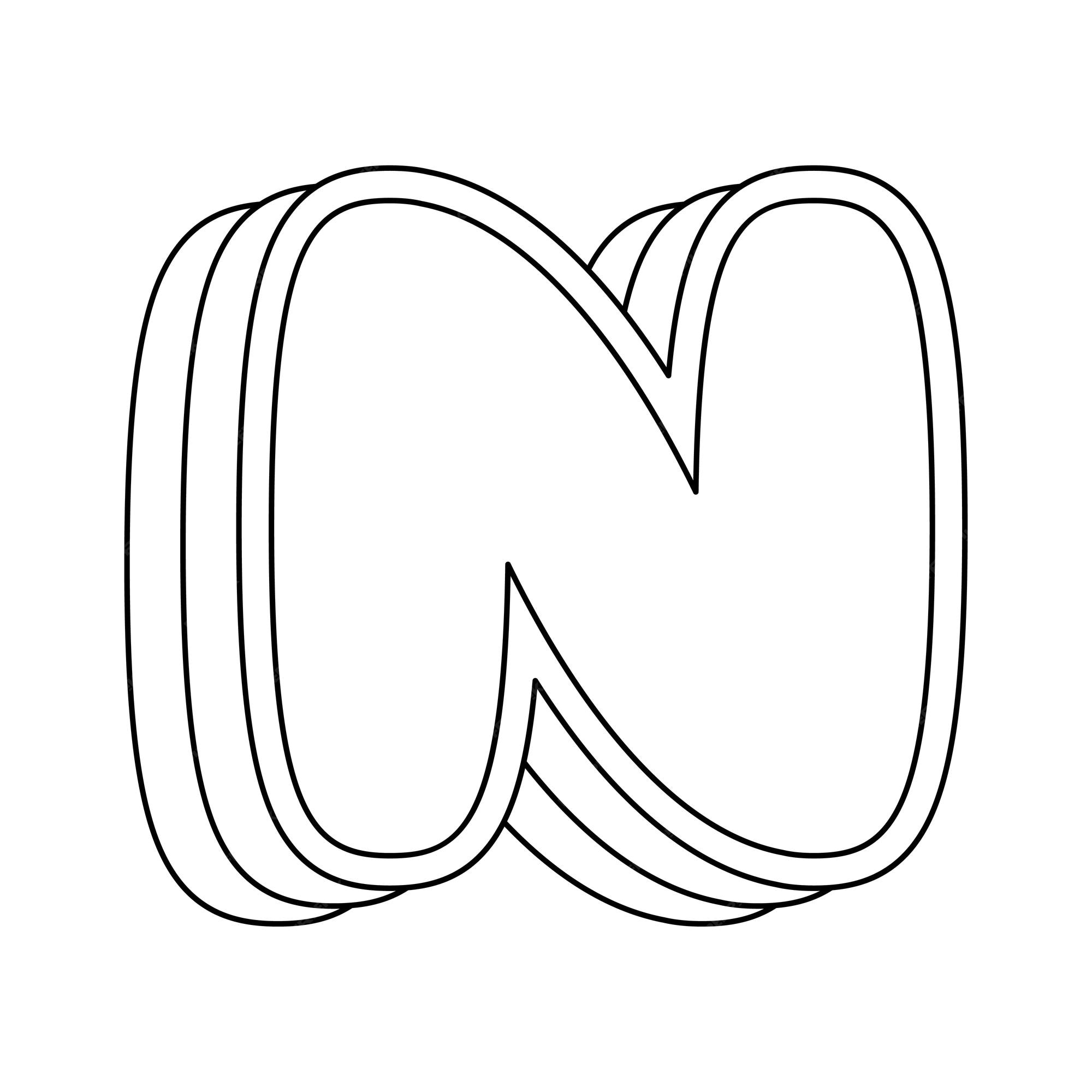 Premium vector coloring page with letter n for kids