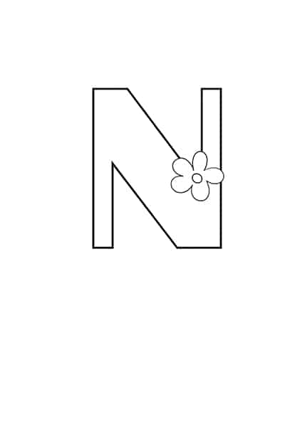 Printable bubble letters flower letter n