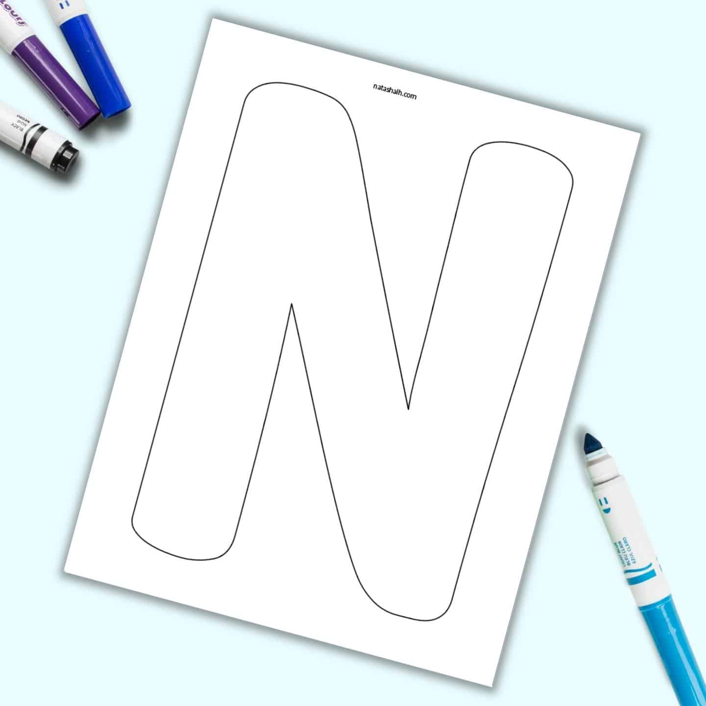 Free printable bubble uppercase letter n