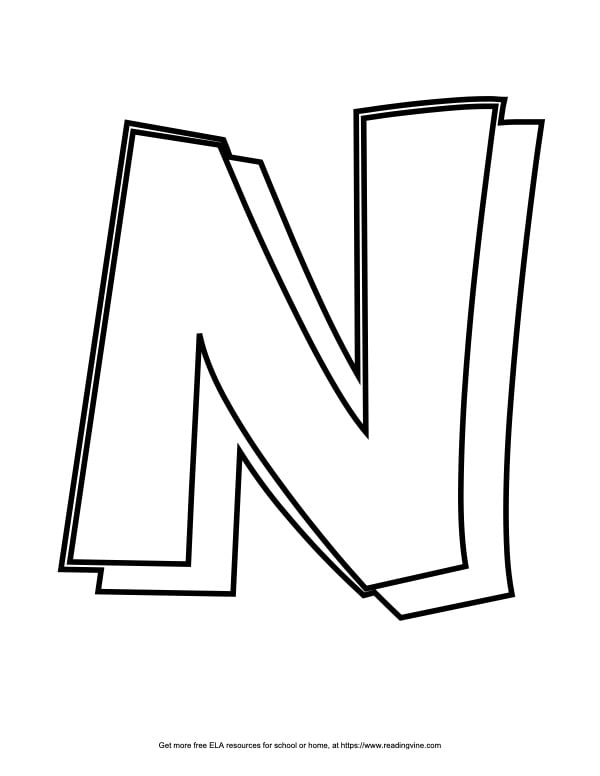 Block outline capital bubble letter n image