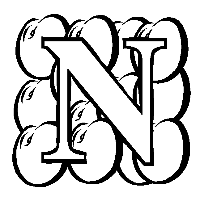 Letter n nectarine coloring page