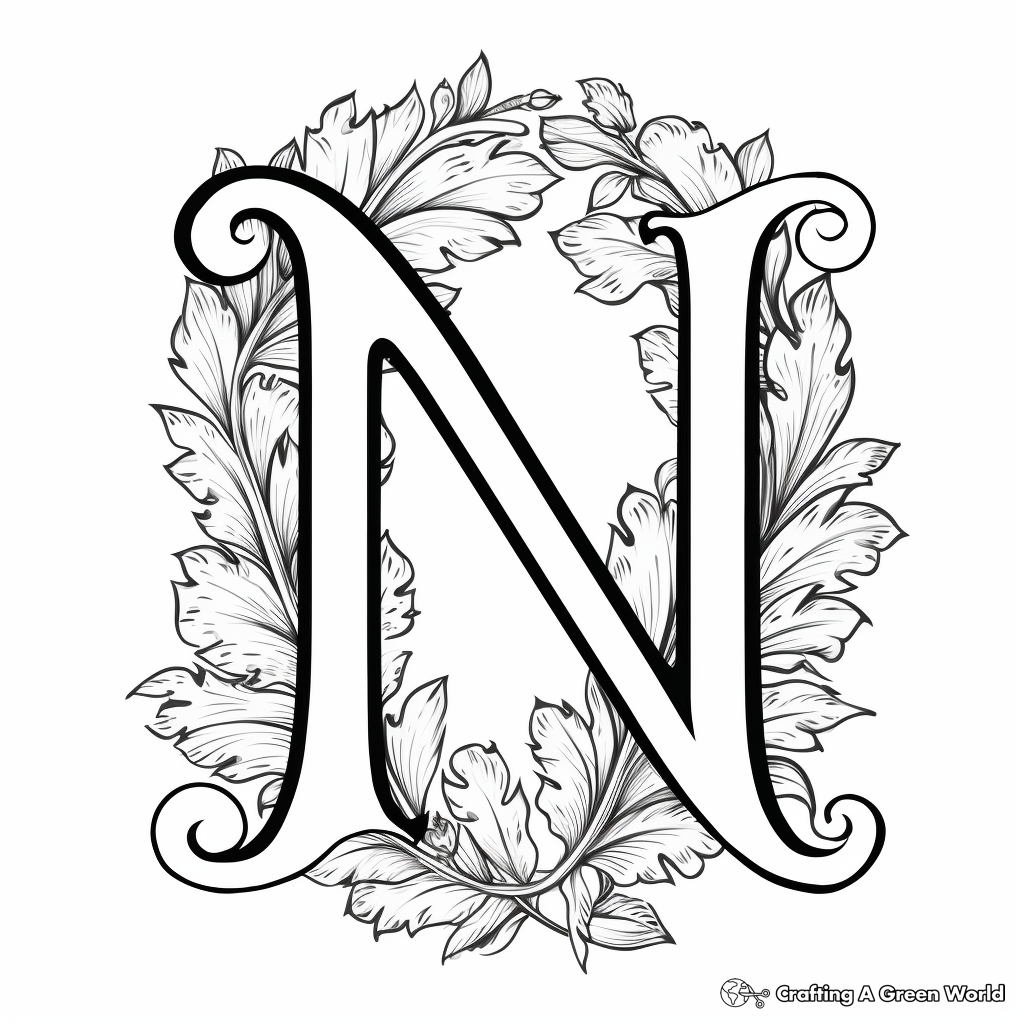 Letter n coloring pages