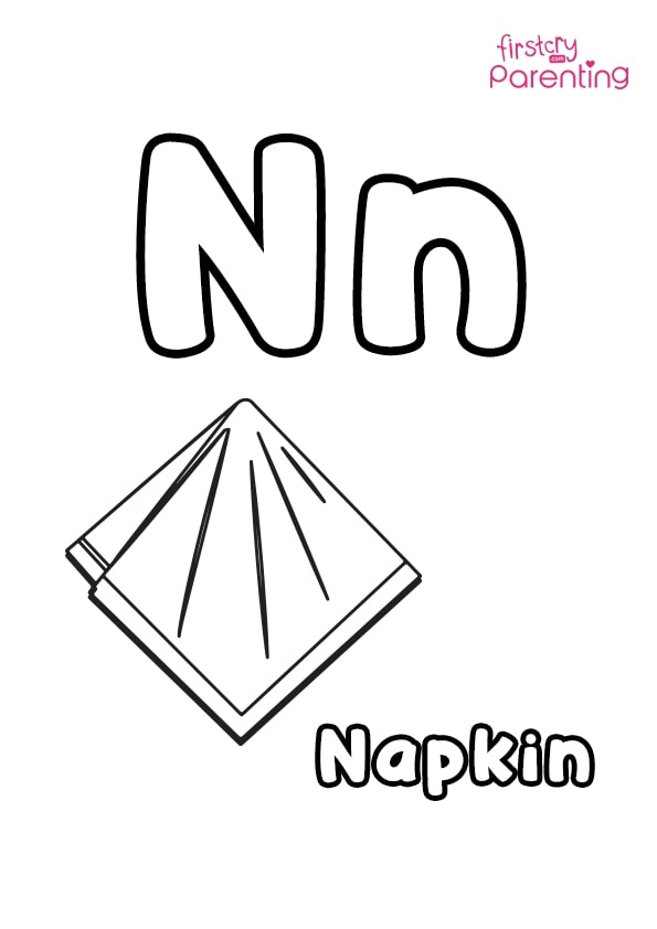 N for nuts coloring page for kids