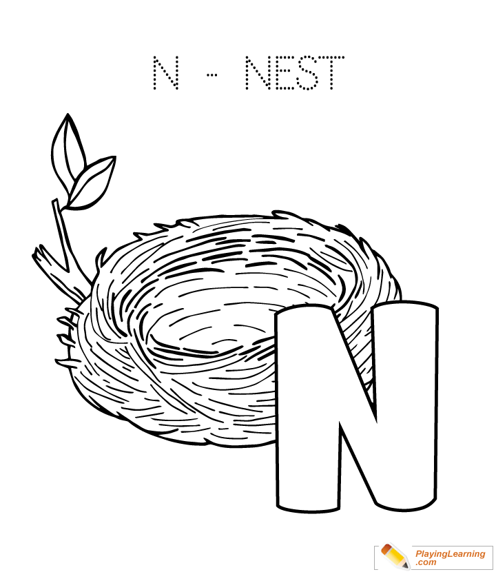 N is for nest coloring page free n is for nest coloring page