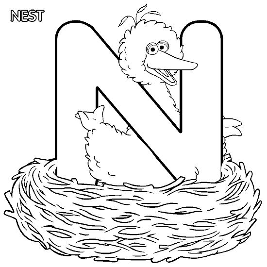 N is for nest sesame street coloring pages alphabet coloring pages printable alphabet letters