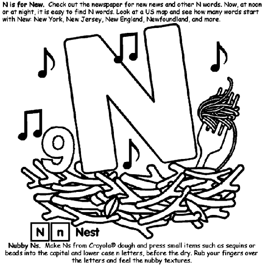 Alphabet n coloring page