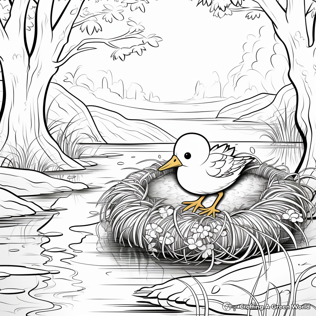 N is for nest coloring pages