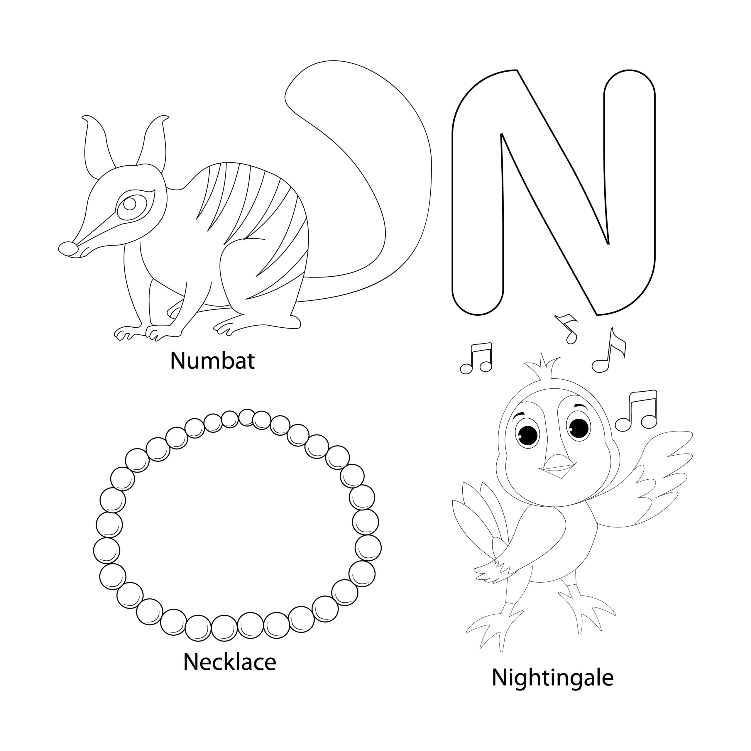 Coloring the letter n for children