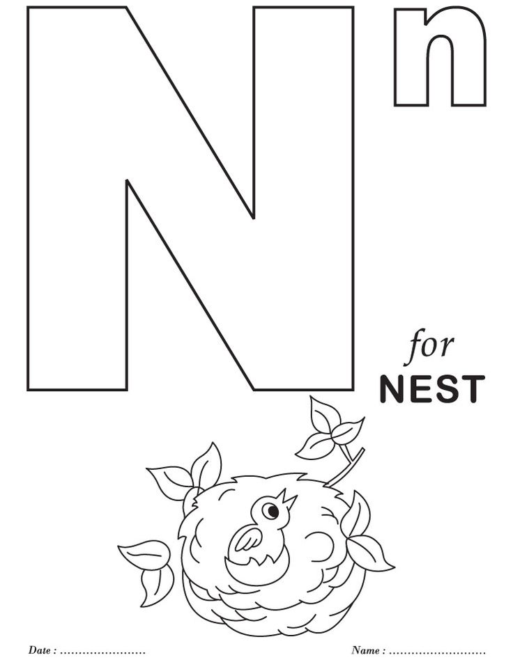 Printables alphabet n coloring sheets preschool coloring pages alphabet coloring pages kindergarten coloring pages