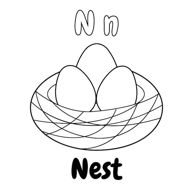 Premium vector alphabet n letter coloring page