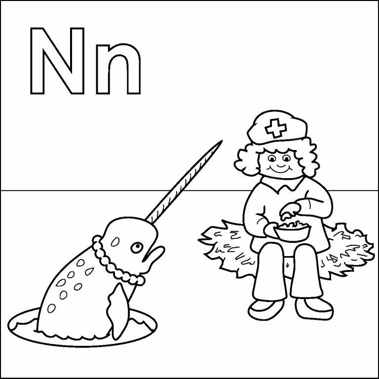 Free coloring page jul letter n