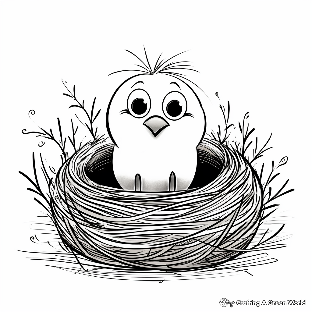 N is for nest coloring pages