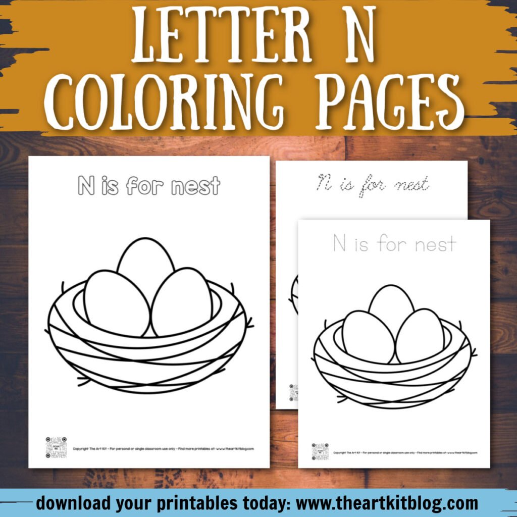 N is for nest coloring pages â the art kit