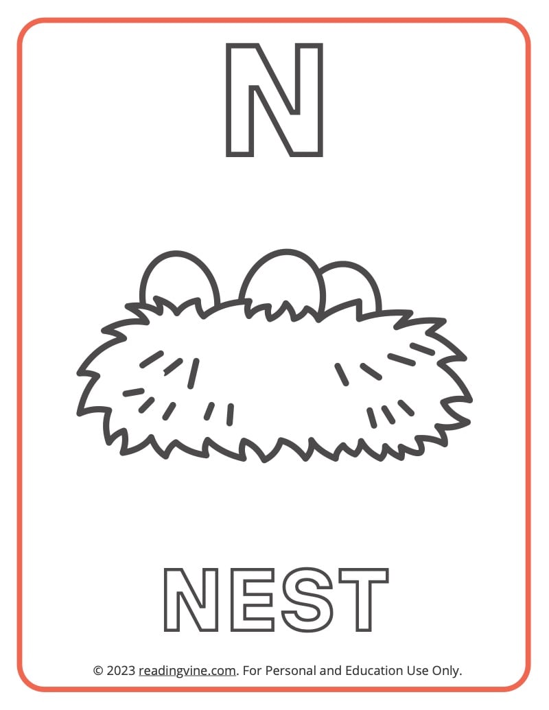 Letter n coloring pages